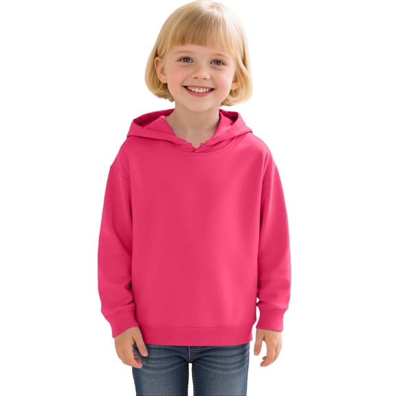 SGMVNU Kids' Classic Solid Color Hoodie Casual Basic Pullover Hooded Sweatshirt Hoodie for Boys or Girls Fall WInter Clothes for Kids Hot Pink Size 2-3 Years