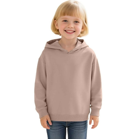 SGMVNU Kids' Classic Solid Color Hoodie Casual Basic Pullover Hooded Sweatshirt Hoodie for Boys or Girls Fall WInter Clothes for Kids Khaki Size 4-5 Years