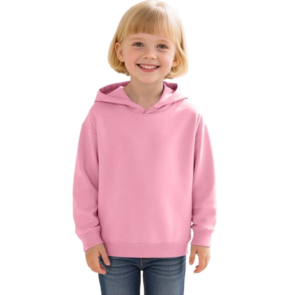 SGMVNU Kids' Classic Solid Color Hoodie Casual Basic Pullover Hooded Sweatshirt Hoodie for Boys or Girls Fall WInter Clothes for Kids Pink Size 6-7 Years