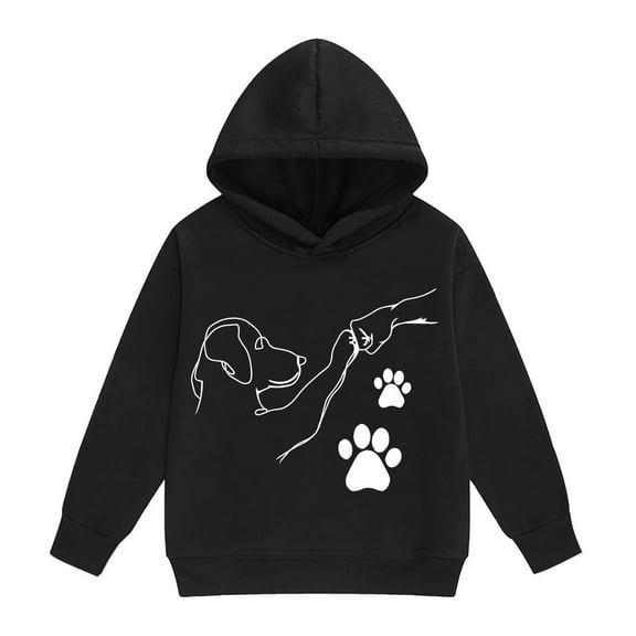 SGMVNU Kids' Classic Solid Color Hoodie Casual Basic Pullover Hooded Sweatshirt Hoodie for Boys or Girls Fall WInter Clothes for Kids Size 4-5 Years, Color lz1023_C-Black