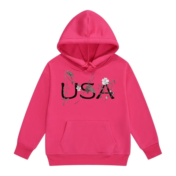 SGMVNU Kids' Classic Solid Color Hoodie Casual Basic Pullover Hooded Sweatshirt Hoodie for Boys or Girls Fall WInter Clothes for Kids(Size 6-7 Years,A-Hot Pink)