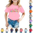 thumbnail image 1 of SGMVNU Kids Kindergarten Shirts Unisex Short Sleeve Crew Neck Letter Print Casual Soft Tees for School Days, Size 12-13 Years, Pink, 1 of 4