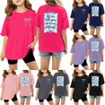 thumbnail image 1 of SGMVNU Kids Oversized T Shirts Casual Crew Neck Short Sleeves Front Bow and Back Letter Print Graphic Tee Tops, Size 9-10 Years, Hot Pink, 1 of 4