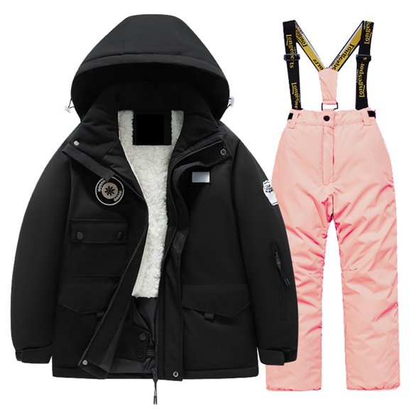 SGMVNU Kids Ski Jacket & Pants Set Winter Lined Snowboarding Warm Coats Girls Boys Snow Suits Snowbibs Size 14-16 Years Hot Pink