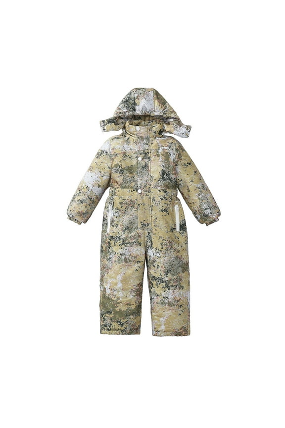 Kids Ski Jumpsuit Snowsuit Hooded Romper Coat Boys Girls Snowboard Suit Ski Jumpsuits Coveralls Waterproof Windproof Size 4-5 Years Camouflage