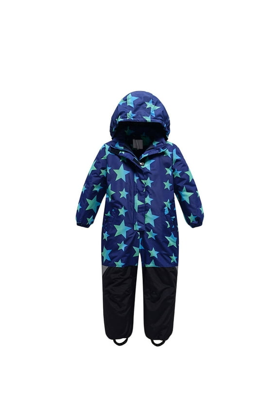 Kids Snowsuit 1 Piece, Waterproof Ski Suit, Warmth & Comfort, Girls Boys Snow Jumpsuits for Skiing Snowboarding Size 8-9 Years Blue