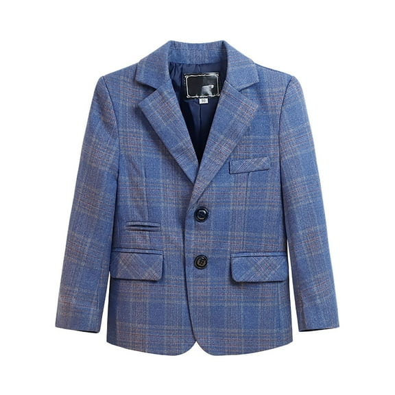 SGMVNU Little and Big Boy's Formal Blazers Jackets, Casual Button Suit Jacket Dress School Sport Coats, Formal Wedding Guest Outfit for Boys, Blue#3, 8-9 Years