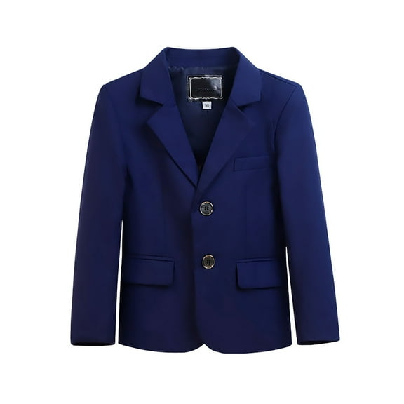 SGMVNU Little and Big Boy's Formal Blazers Jackets, Casual Button Suit Jacket Dress School Sport Coats, Formal Wedding Guest Outfit for Boys, Dark Blue#2, 4-5 Years