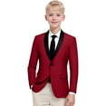 thumbnail image 1 of SGMVNU Little and Big Boy's Formal Blazers Jackets, Casual Button Suit Jacket Dress School Sport Coats, Formal Wedding Guest Outfit for Boys(Size 6-7 Years,Red), 1 of 3
