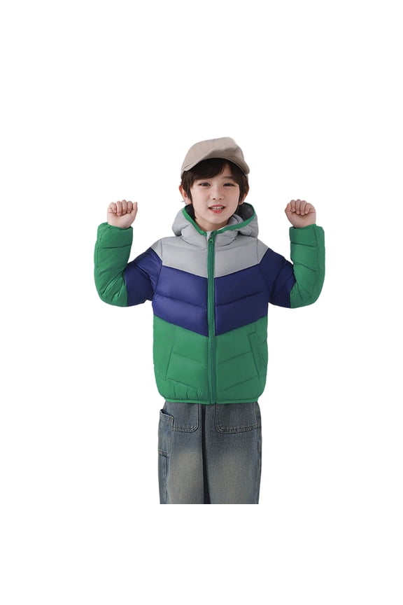 Little & Big Kids Winter Coat Puffer Jacket Boys Warm Coats Hooded Down Coat Outerwear for School and Outdoor Activities(z25118_2-Green, 5-6 Years)