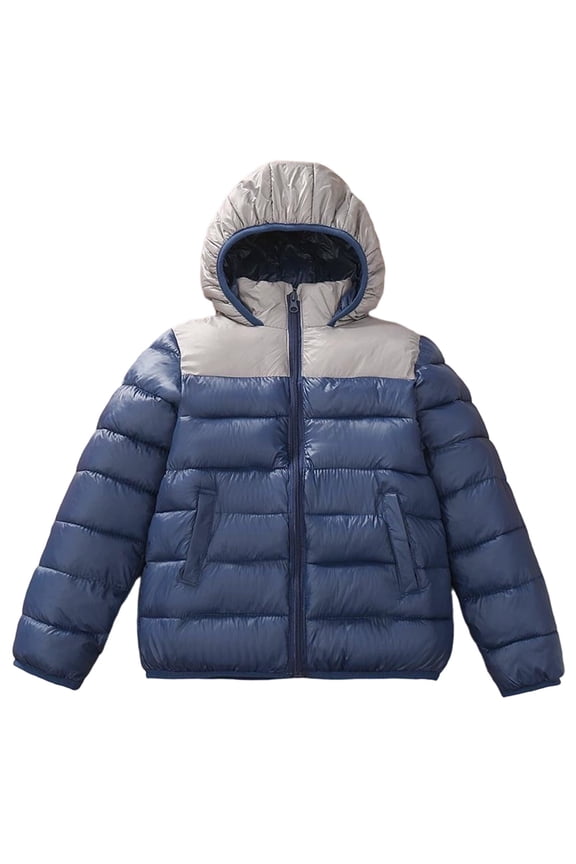 Little & Big Kids Winter Coat Puffer Jacket Boys Warm Coats Hooded Down Coat Outerwear for School and Outdoor Activities(Size 6-7 Years,Navy)