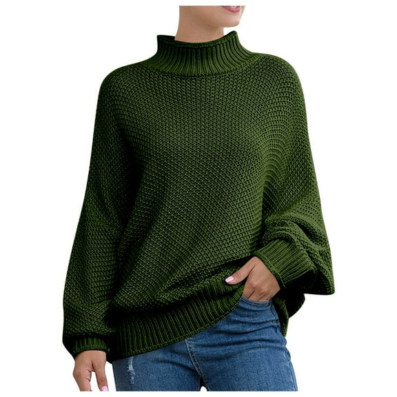 SGMVNU Long Sleeve Shirts For Women Womens Knit Sweater Batwing Sleeve Turtleneck Pullover Cozy Winter Clothes Trendy Fall Winter Outfits GN1, Size M
