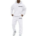 thumbnail image 1 of SGMVNU Men Sweatsuits Sets Two Piece Hoodie Tracksuit Soft Athletic Workout Wear Soft Jogger Outfit Streetwear Suit Casual Athletic Jogging Suit for Men(White, L), 1 of 4