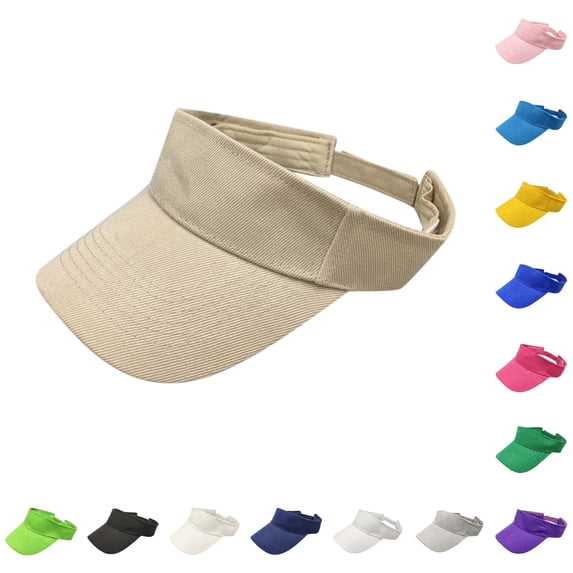 SGMVNU Men and Women's Solid Color Tennis Cap Sun Visor Hats Adjustable Empty Top Sports Baseball Cap , Khaki, Size: One Size