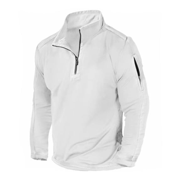 SGMVNU Men's 1/4 Zip Sweatshirt Pocket Pullover Fashion Stand Collar Classic Long Sleeve Sweatshirts Tops Fall Clothes(White, M)