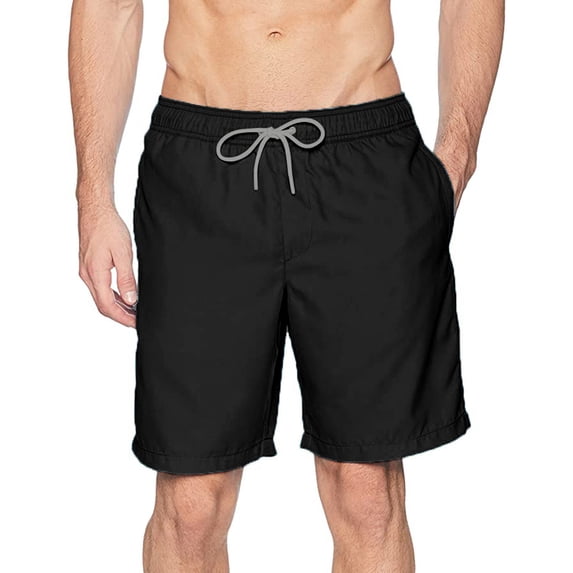 SGMVNU Men's Beach Board Shorts with Mesh Liner Elastic Waist Swim Trunks Bathing Suit Swimwear with Pockets, 1-Black, Size 4XL