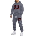 thumbnail image 1 of SGMVNU Men's Casual Sweatsuits 2 Piece Set Hooded Sweatshirt And Jogger Set Letter Print Soft Sport Comfort Wear Fall Winter Suit Sets (Dark Gray, 3XL), 1 of 5