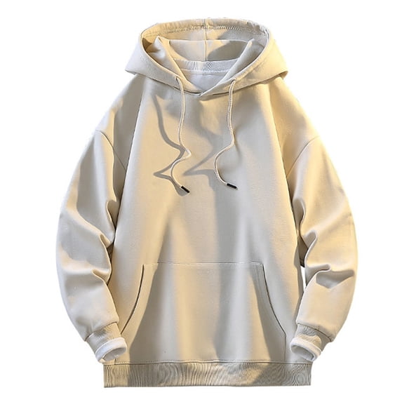SGMVNU Men's Hoodies Pullover Long Sleeve Casual Fashion Sweatshirts Drawstring Gym Hooded Shirt with Kanga Pocket(Beige, XL)