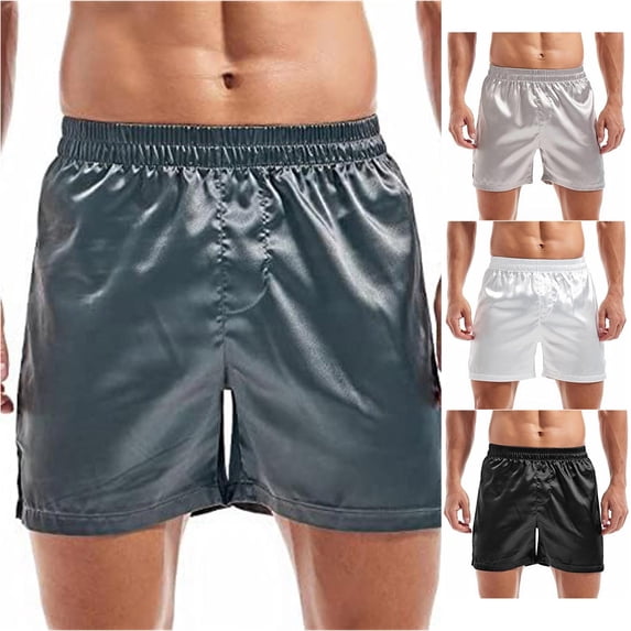 SGMVNU Men's Satin Shorts Elastic Waist Lightweight Soft Loungewear Shorts Summer Beach Casual Boxers Shorts, Size 2XL, Dark Gray