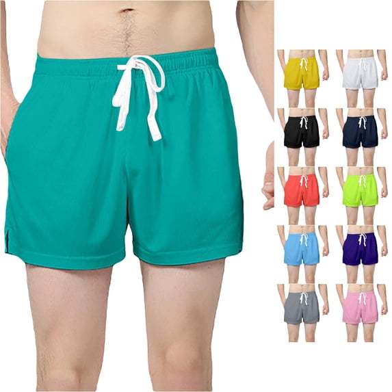 SGMVNU Men's Workout Shorts 5 Inches Summer Lightweight and Breathable Mesh Gym Bodybuilding Shorts with Pockets, Size L, Mint Green