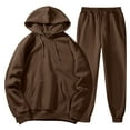 thumbnail image 1 of SGMVNU Mens 2 Piece Hooded Sweatsuit Outfits Drawstring Hoodie Sweatshirt & Joggers Sweatpants Set Tracksuit Workout Gym Outfits(Brown, 3XL), 1 of 4