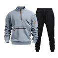 thumbnail image 1 of SGMVNU Mens Sweatsuit Soft Fall Winter Solid Sweatshirt For Outdoor Workout Wear Fashion Layering Outfit 2 Piece Fall Outfits Sport Sweat Suit(Light Gray, 2XL), 1 of 2