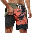 thumbnail image 1 of SGMVNU Mens Swim Trunks with Compression Liner Tropical Print Beach Board Shorts Drawstring Waist Swimwear with Pocket, 2-Army Green, Size 3XL, 1 of 4
