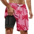 thumbnail image 1 of SGMVNU Mens Swim Trunks with Compression Liner Tropical Print Beach Board Shorts Drawstring Waist Swimwear with Pocket, 3-Pink, Size 4XL, 1 of 5