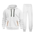 thumbnail image 1 of SGMVNU Mens Tracksuit Set Men's Hooded Sweatshirt Heavyweight Pullover With Front Pocket For Workout Wear And Outdoor Activities Workout Gym Jogging Sweat Suits(White, M), 1 of 6