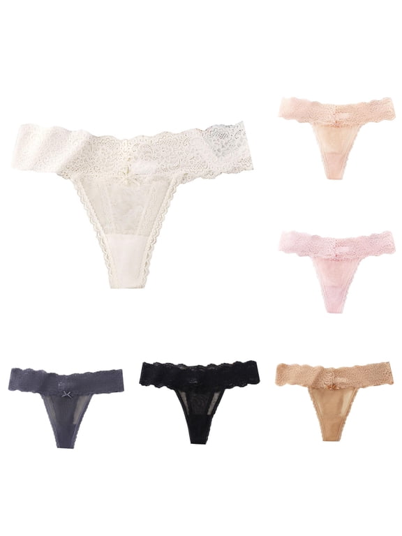 Panties of Women Lace Brazilian Thong Briefs Low Waisted Soft Comfortable Seamless Underwear Undies, Size XL, White