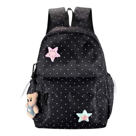 SGMVNU Polka Dots Backpack Large Capacity Lightweight Multi Compartments Bookbag for Elementary Middle High School Students, Black