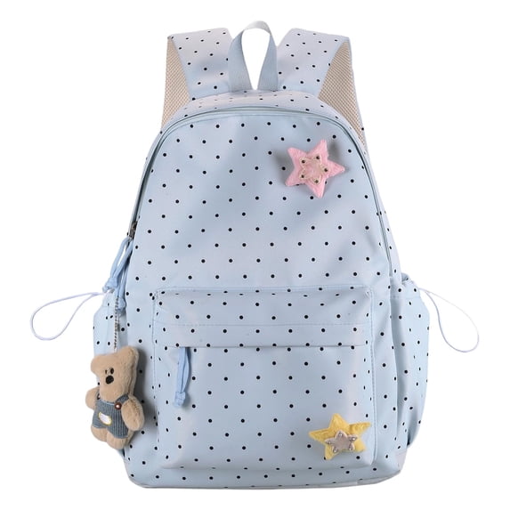 SGMVNU Polka Dots Backpack Large Capacity Lightweight Multi Compartments Bookbag for Elementary Middle High School Students, Blue