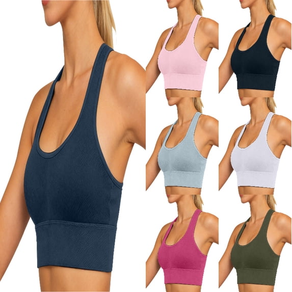 SGMVNU Racerback Sports Bras for Women Medium Support Unpadded Seamless Yoga Workout Yoga Gym Fitness Bra Size: M Black