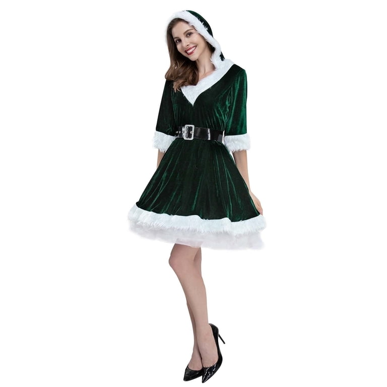 SGMVNU Santa Costume for Women Velvet Santa Costume Cosplay Christmas Dress Hooded Min Dress with Belt for Christmas(Green, XL) - Walmart.com SGMVNU Santa Costume for Women Velvet Santa Costume Cosplay Christmas Dress Hooded Min Dress with Belt for Christmas(Green, XL) - Walmart.com