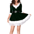 thumbnail image 1 of SGMVNU Santa Costume for Women Velvet Santa Costume Cosplay Christmas Dress Hooded Min Dress with Belt for Christmas(yw251204_5-Green, L), 1 of 3