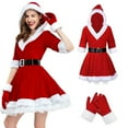 thumbnail image 1 of SGMVNU Santa Costume for Women Velvet Santa Costume Cosplay Christmas Dress Hooded Min Dress with Belt for Christmas(yw251204_5-Red, XL), 1 of 7