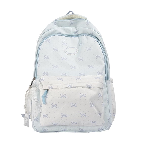 SGMVNU School Backpack with Reinforced Shoulder Straps, Large Capacity Bow Print Schoolbag for Middle High School Students, Blue