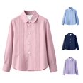 thumbnail image 1 of SGMVNU School Uniform for Girls Boys Long Sleeve Pleated Dress Shirt Lapel Collar Button Down Blouse Spring Fall, Size 9-10 Years, Pink, 1 of 6