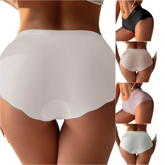 SGMVNU Seamless Underwear for Women Fashion Mid Waist Solid Color Briefs Underwear Hipster Panties of Women, Size S, Grey