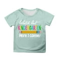 thumbnail image 1 of SGMVNU Shirts for Girls Short Sleeve Shirts Trendy Casual Classic Crewneck Loose Fit Cartton Printed Cotton Shirts Workout Tops for Age 10-11 Years, Light Green, 1 of 4