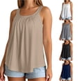 thumbnail image 1 of SGMVNU Sleeveless Tank Tops for Women Built in Bra Square Neck Pleated Flowy Loose Fit Summer Blouse Camisole Tanks, Beige, Size 3XL, 1 of 6