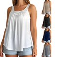 thumbnail image 1 of SGMVNU Sleeveless Tank Tops for Women Built in Bra Square Neck Pleated Flowy Loose Fit Summer Blouse Camisole Tanks, White, Size M, 1 of 6