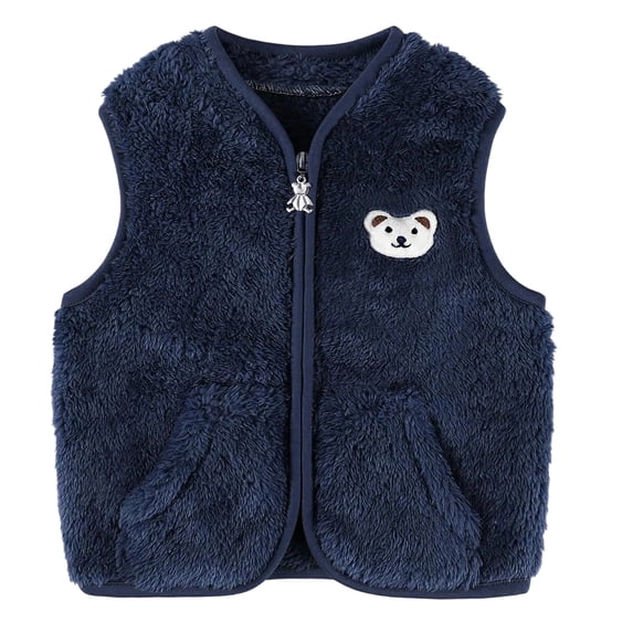SGMVNU Sleeveless Vest Jacket for Kids Toddler Boys Girls Sleeveless Winter Solid Color Zipper Vest Jacket Coat Warm Outwear Coats for 0-6 Months Kid, az1222_4-Dark Blue