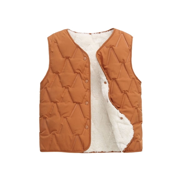 SGMVNU Sleeveless Vest Jacket for Kids Toddler Boys Girls Sleeveless Winter Solid Color Zipper Vest Jacket Coat Warm Outwear Coats for 11-12 Years Kid, az1222_3-Coffee
