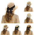 thumbnail image 1 of SGMVNU Sun Hats for Women, Fashion Back Bowknot Wide Brim Retro Flat Top Panama Boater Straw Hats Vacation Beach Hat Packable, One Size, Coffee, 1 of 6