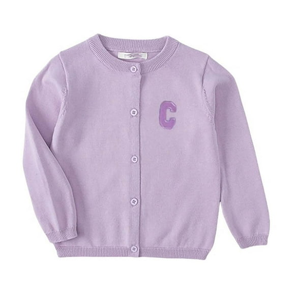 SGMVNU Sweaters for Boys Girls - Long Sleeve Button Knit Cardigan, Crew Neck Sweater for Baby Kids Girls, Baby Girl Clothes(Size 12-18 Months,Light Purple)