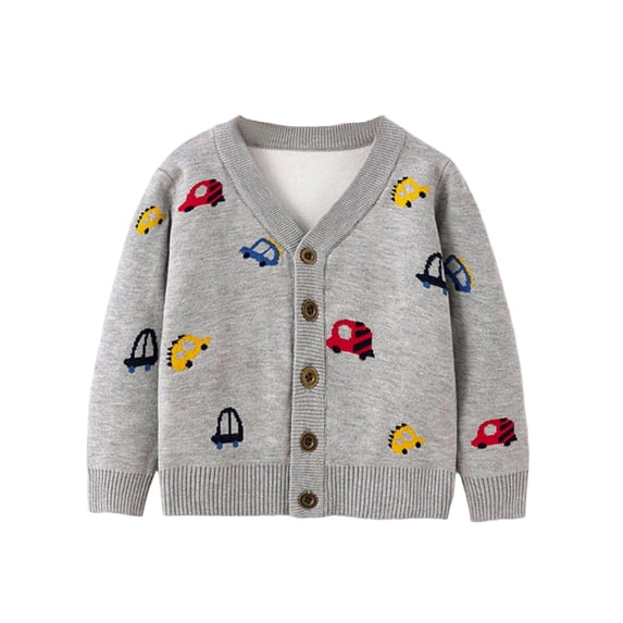 SGMVNU Sweaters for Boys Girls - Cute Pattern Soft Yarn Knitted Cardigan, Autumn Fashion Outerwear for Toddlers & Kids Girls, Kids Knitwear Fall Outfits(Size 2-3 Years,Grey)