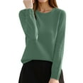 thumbnail image 1 of SGMVNU Sweaters for Women Crewneck Long Sleeve Soft Knit Pullovers Sweater Blouse Fall Dressy Casual Pullover Tops(Dark Green, XXL), 1 of 4