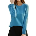 thumbnail image 1 of SGMVNU Sweaters for Women Crewneck Long Sleeve Soft Knit Pullovers Sweater Blouse Fall Dressy Casual Pullover Tops(Sky Blue, L), 1 of 4