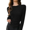 thumbnail image 1 of SGMVNU Sweaters for Womens Slim Fit Crewneck Long Sleeve Shirts Fall Fashion Base Layer Pullover Ribbed Thermal Underwear Tops(Black, L), 1 of 4
